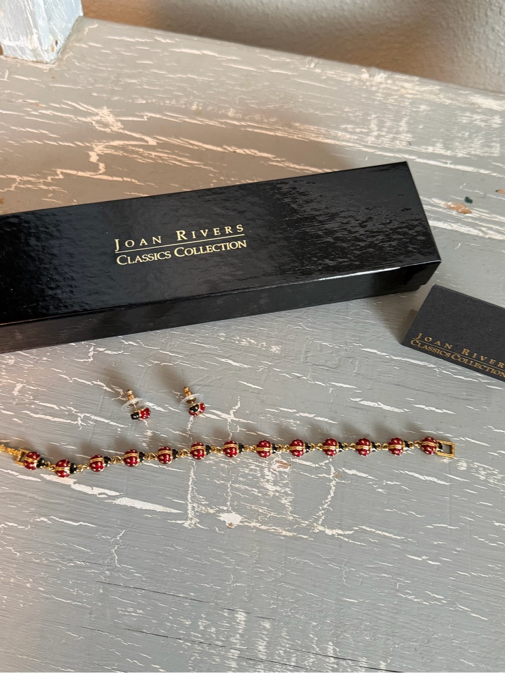 Joan Rivers Red Enamel Ladybug Bracelet with Matching Earrings - Picture 9 of 10
